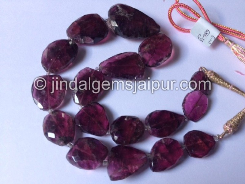 Moss Pink Tourmaline Far Faceted Nuggets Shape Beads